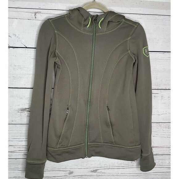Kuhl Hooded Lined Full Zip Fleece Jacket Men Size XS Green Freethinker